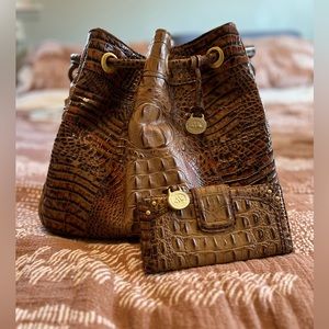 Brahmin Pecan Bucket Bag and matching Wallet